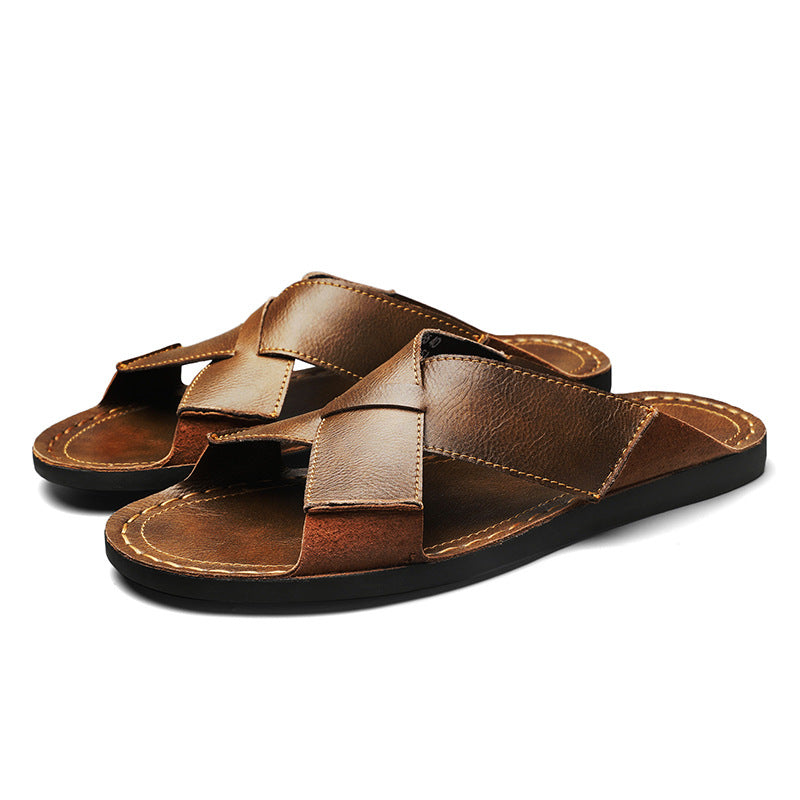 Herren Elegante und bequeme Leder-Sandalen mit verstellbarem Riemensystem Drune