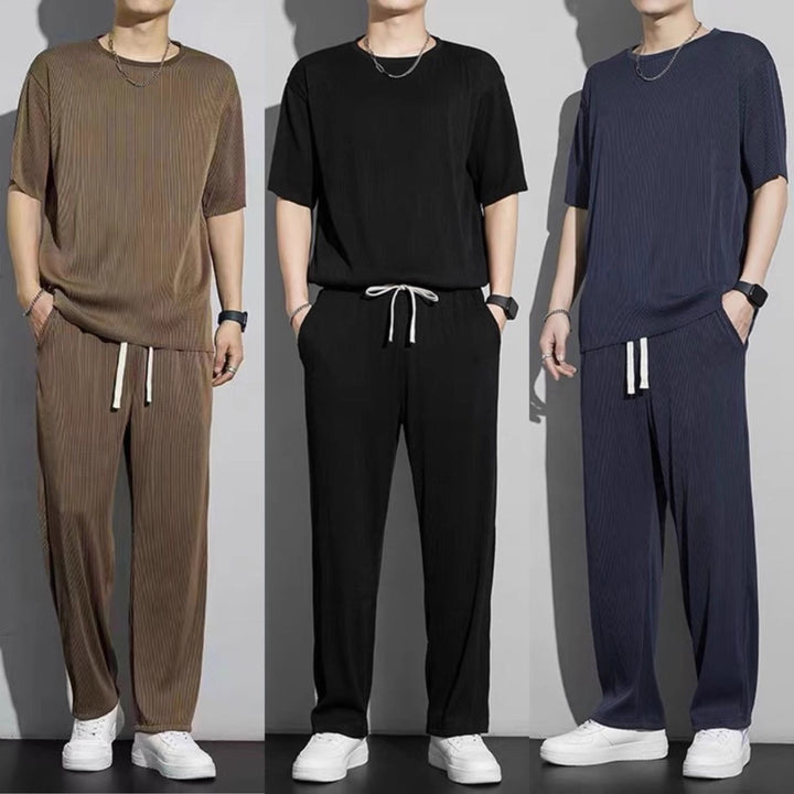 Herren Bequeme Freizeithose mit trendiger Streifenstruktur Drune