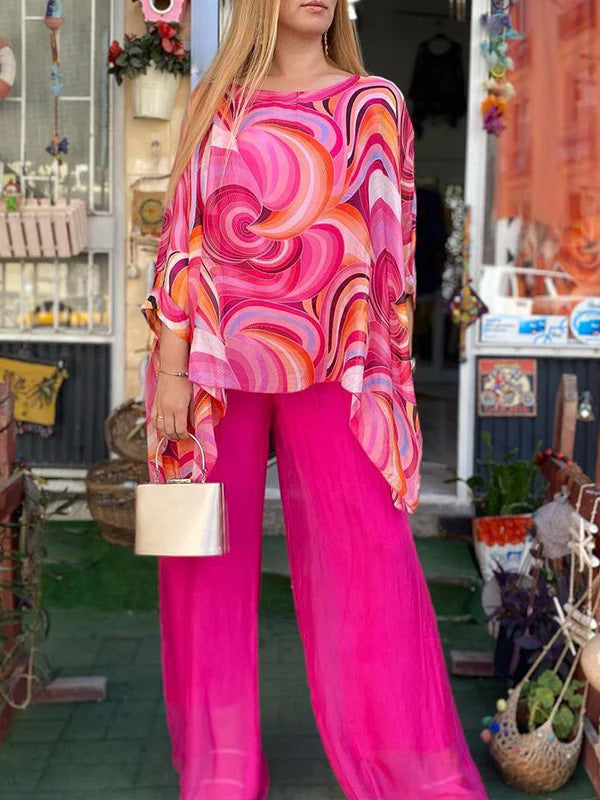 Drune | Buntes Chiffon Bedrucktes Set