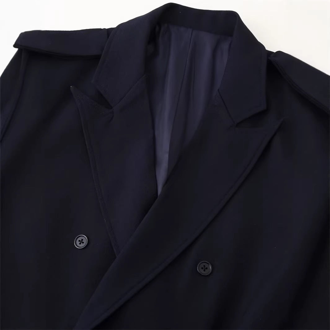 Damen Doppelreihiger Field-Blazer mit großen Pattentaschen und Schulterklappen Drune