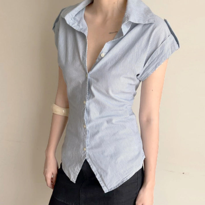 Damen elegante Bluse mit modernen Streifen Drune