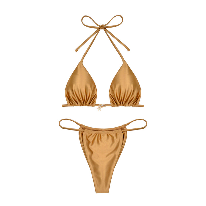 Damen Triangel-Bikini mit raffinierter Vorderansicht und elegantem Goldakzent Drune