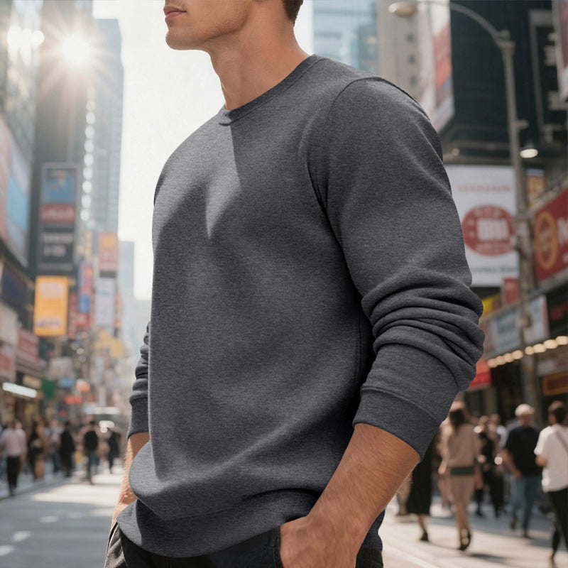 Herren nan weiches Rundhals-Sweatshirt aus Baumwollmix mit gerippten Bündchen und relaxed Fit Drune