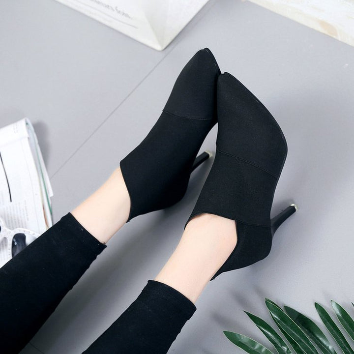 Damen elegante Ankle-Boots mit spitzem Zehenbereich und modischem Stretch-Obermaterial Drune