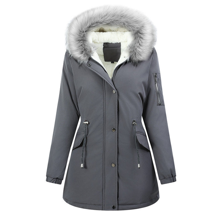 Damen Thermo-Parka mit Sherpa-Innenfutter, Kunstfellkapuze und tailliertem Kordelzug Drune