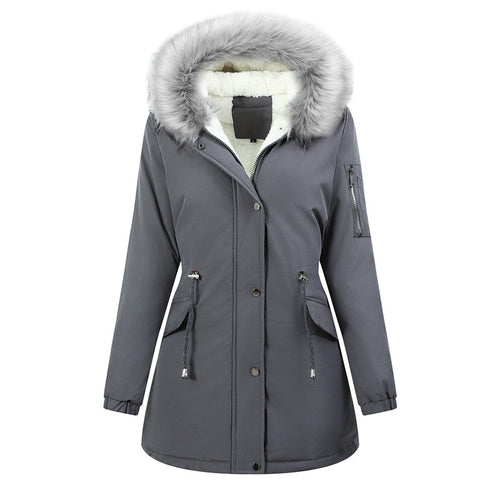 Damen Thermo-Parka mit Sherpa-Innenfutter, Kunstfellkapuze und tailliertem Kordelzug Drune