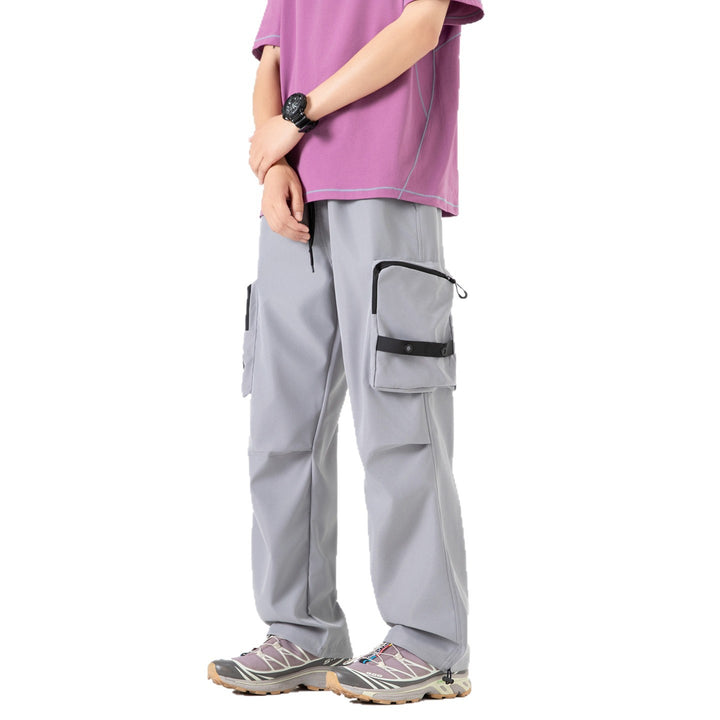 Herren Weite Utility-Cargohose mit großvolumigen Klappentaschen und Kordelzugbund Drune