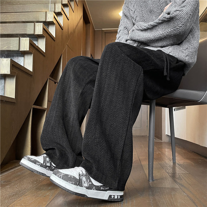 Herren Weit geschnittene Strickhose im Zopfstrick-Lounge-Style Drune