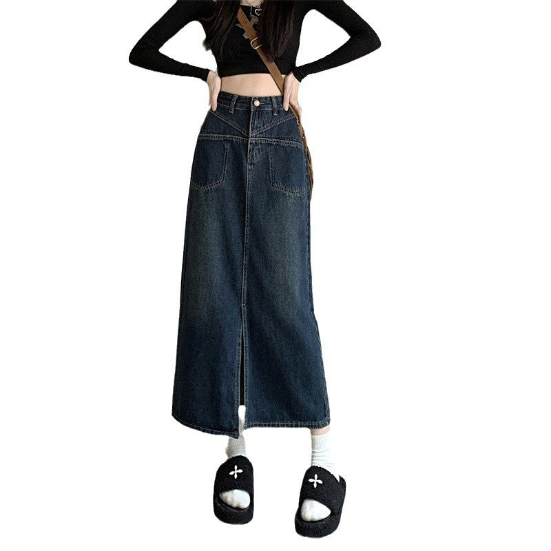 Damen Jeansrock mit hohem Schlitz Drune