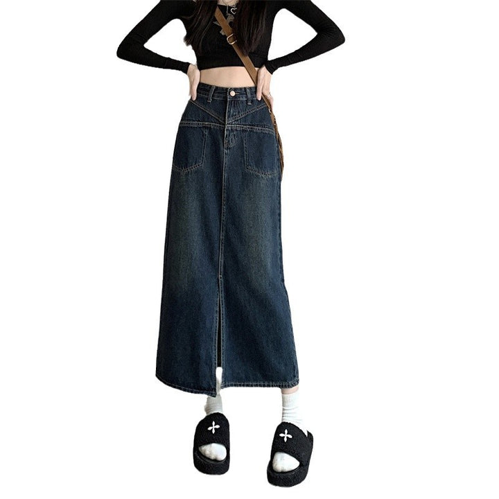 Damen Jeansrock mit hohem Schlitz Drune