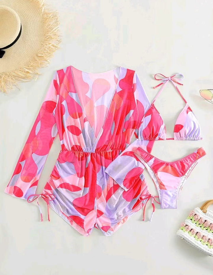 Damen Strandoutfit mit luftiger Tunika und Bikini Drune