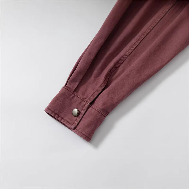 Damen Relaxed-Hemdenjacke aus Baumwoll-Twill mit asymmetrischer Brusttasche Drune