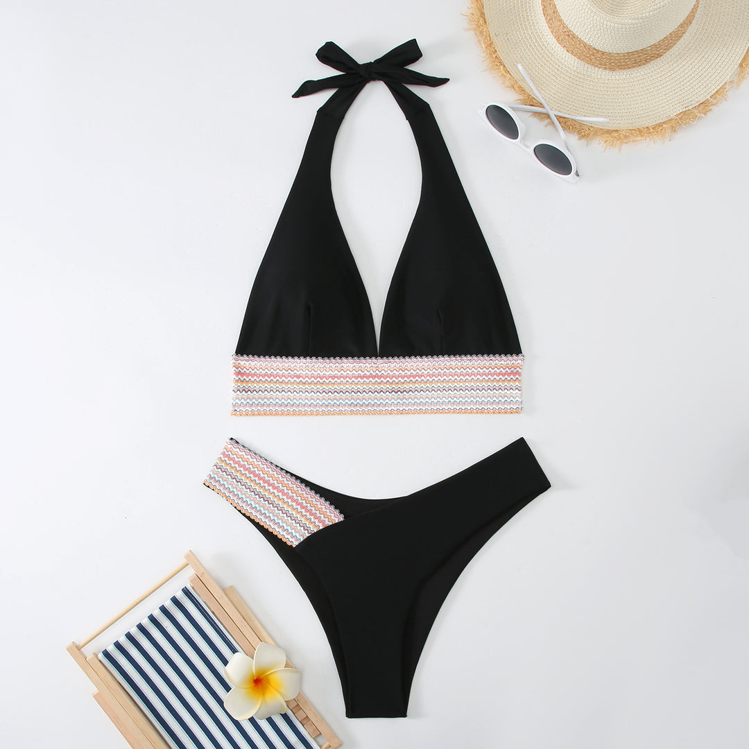 Damen Triangel-Bikini-Set mit modischem Wickelband Drune