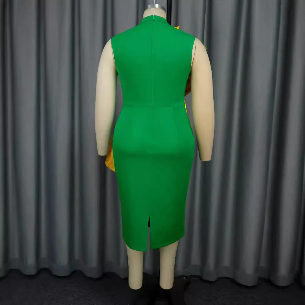 Damen Elegantes Wickelkleid mit voluminösen Rüschendetails und schimmerndem Taillengürtel Drune