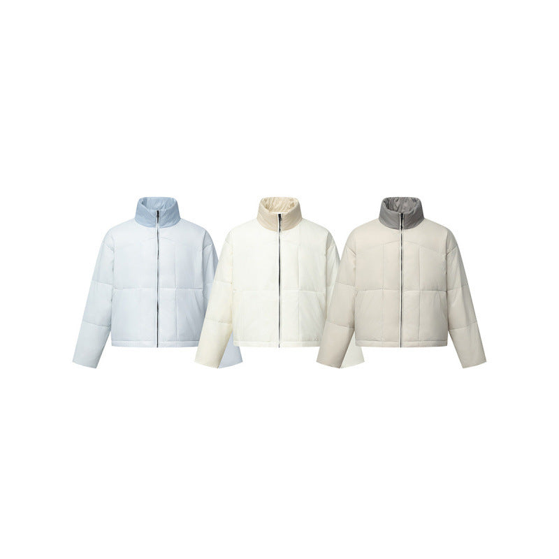 Unisex Boxy-Pufferjacke mit Stehkragen in Kontrastoptik und quadratischer Steppung Drune