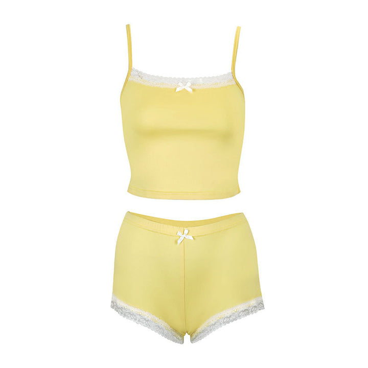 Damen Schlafanzug-Set aus zarter Mikrofaser mit Spitze Drune