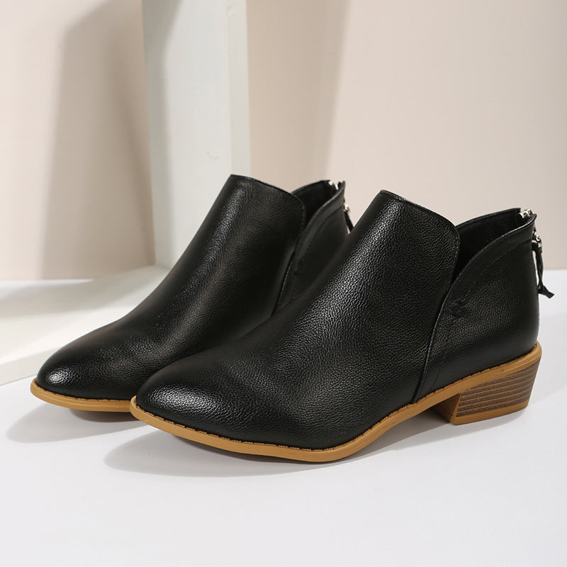 Damen nan spitz zulaufende Schlupf-Ankleboots mit kleinem Blockabsatz und ergonomischem Komfortfußbett Drune