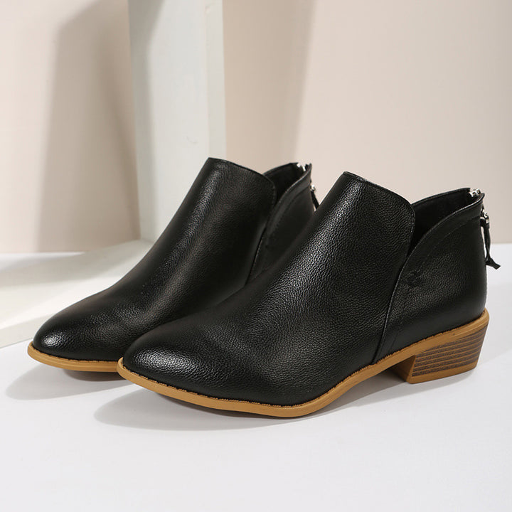 Damen nan spitz zulaufende Schlupf-Ankleboots mit kleinem Blockabsatz und ergonomischem Komfortfußbett Drune