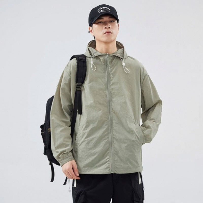 Herren leichte Windjacke mit praktischen Taschen und verstellbarem Kapuzen-Design Drune