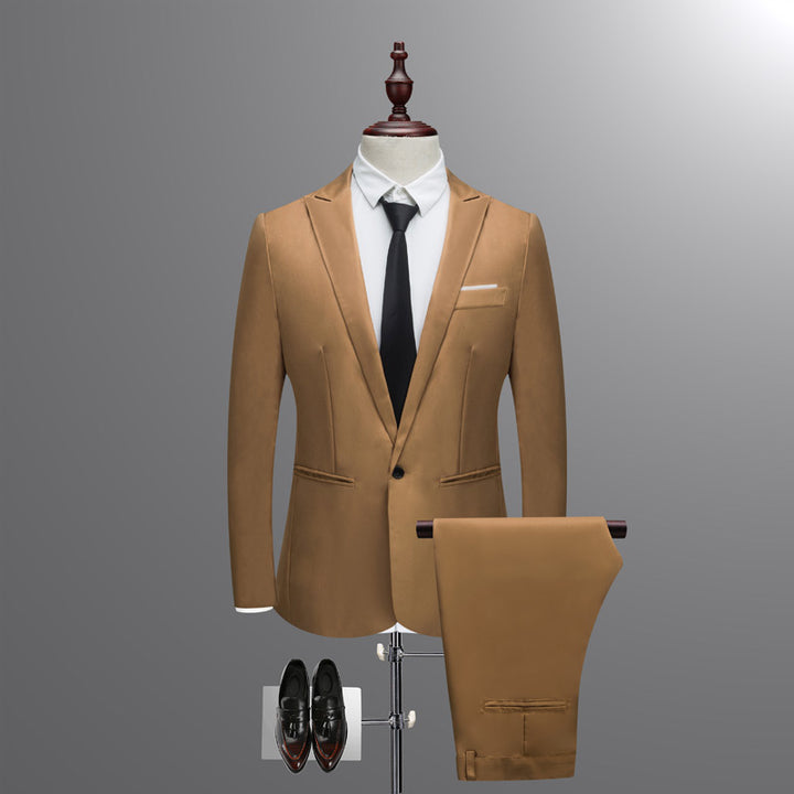 Herren nan schlankes zweiteiliges Anzugset aus feinem Wollmix mit schmalem Revers Drune