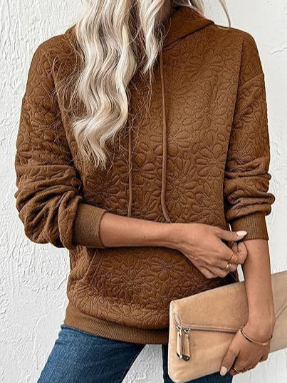 Damen Gesteppter Kapuzenpullover mit floral geprägter Steppstruktur Drune