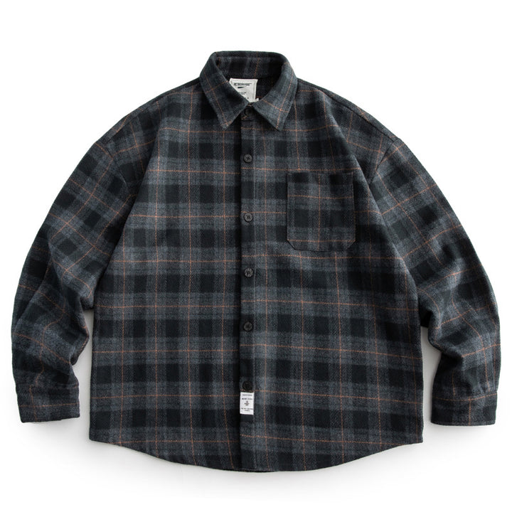 Herren Kariertes Overshirt‑Hemdjacke im Boxy‑Relaxed‑Schnitt Drune