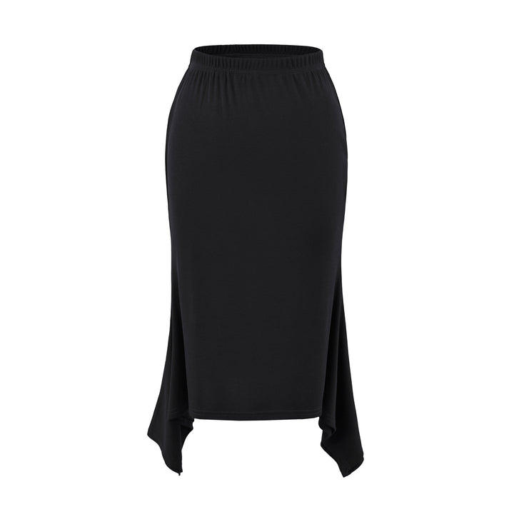 Damen Asymmetrischer Jersey-Midirock mit elastischem Bund und Zipfelsaum Drune