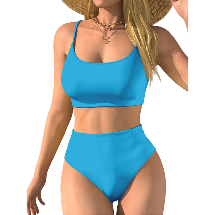 Damen Hochtaillierter Bikini mit Crop-Top Drune