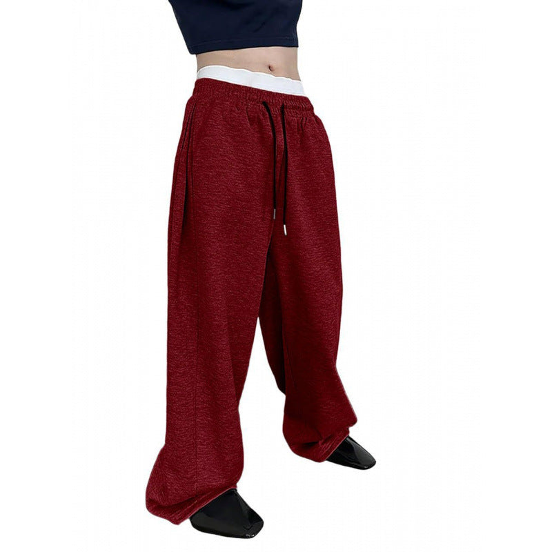 Damen nan weite Oversize Jogginghose mit tiefem Schritt, elastischem Bund und Kordelzug Drune