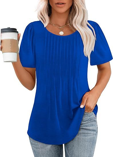 Damen Sommer T-Shirt mit Falten-Design Drune
