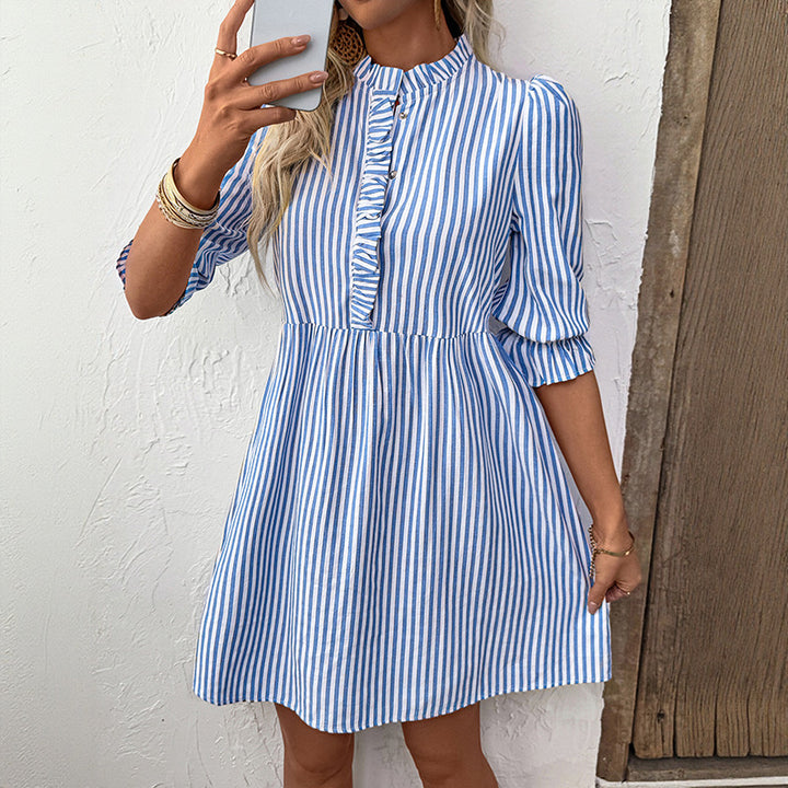 Damen Verspieltes Hemdblusenkleid mit Rüschen Drune