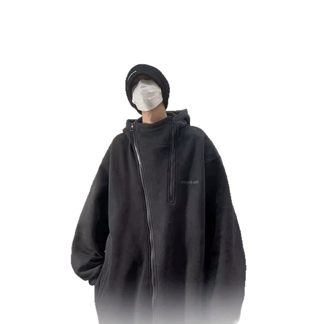 Unisex Oversized Fleecejacke mit hohen Kragen und Reißverschluss Drune