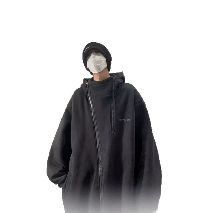Unisex Oversized Fleecejacke mit hohen Kragen und Reißverschluss Drune