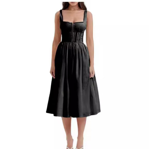 Damen Midi-Kleid mit raffinierten Spitzenakzenten und tailliertem Schnitt Drune