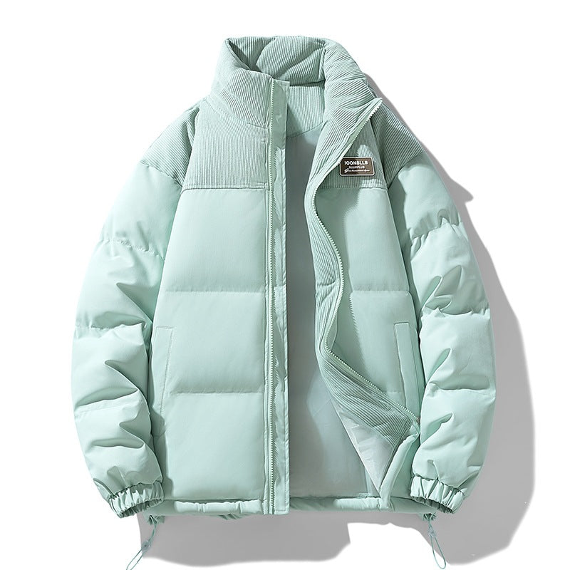 Herren Wattierte Steppjacke mit Cordbesatz, hohem Stehkragen und Thermofutter Drune