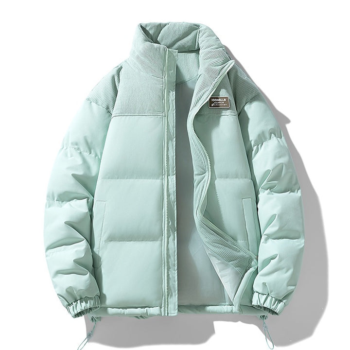 Herren Wattierte Steppjacke mit Cordbesatz, hohem Stehkragen und Thermofutter Drune
