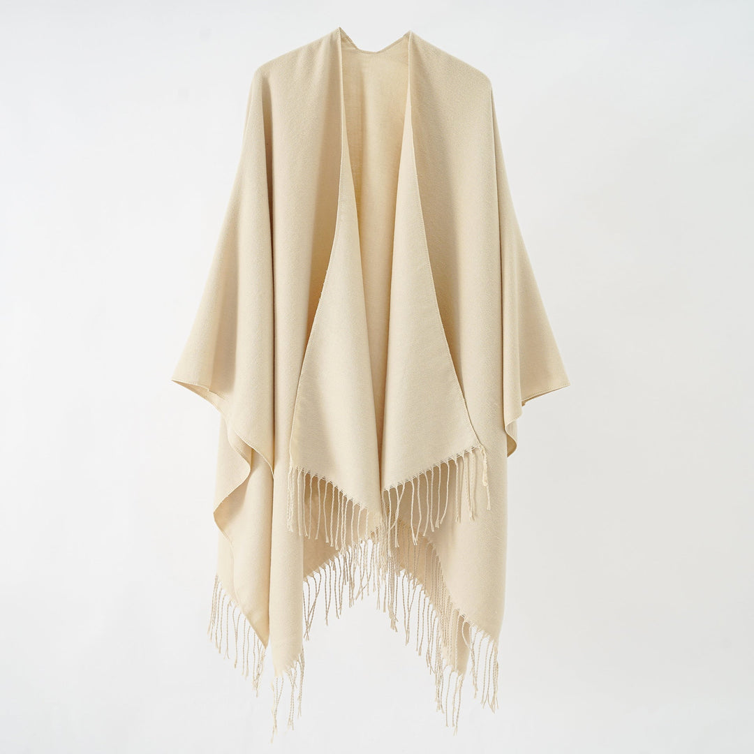 Damen Modischer Fransen-Poncho Aus Weichem Material mit Luxuriösem Fall Drune