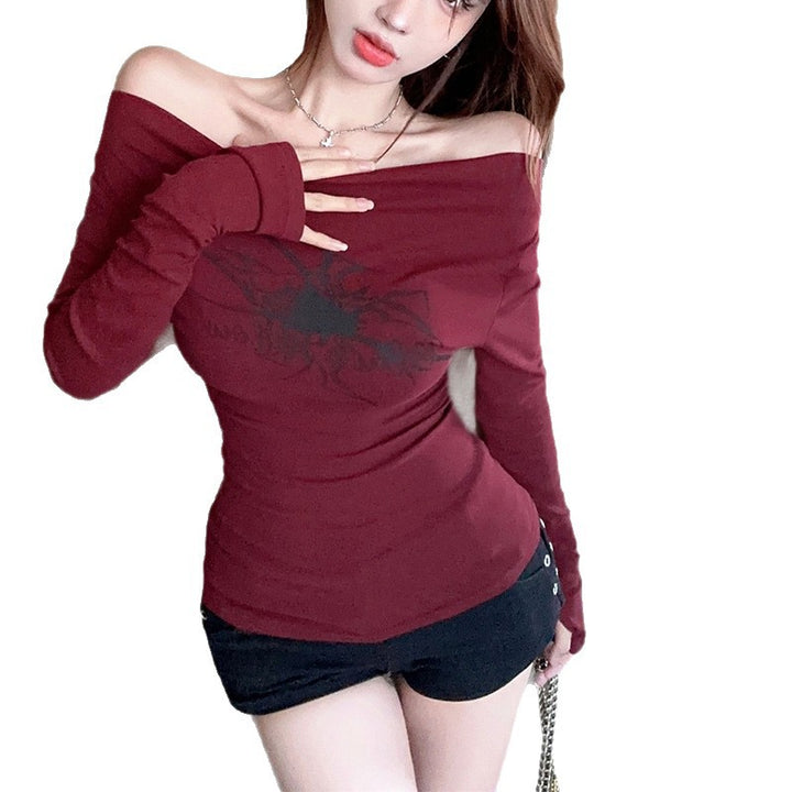 Damen Langarmshirt mit Off-Shoulder-Ausschnitt Drune