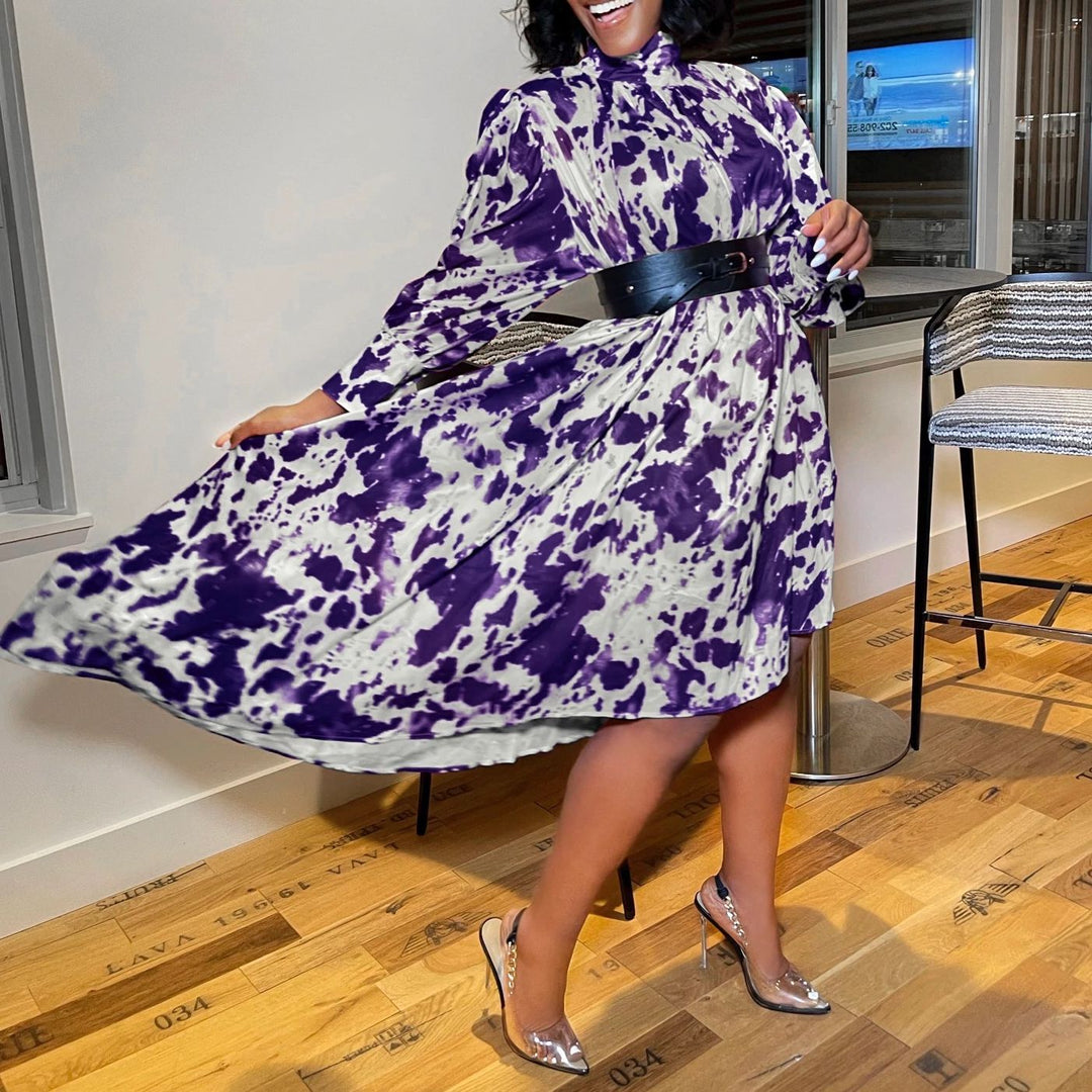 Damen asymmetrisches Kleid mit Rüschendetails und Taillengürtel Drune