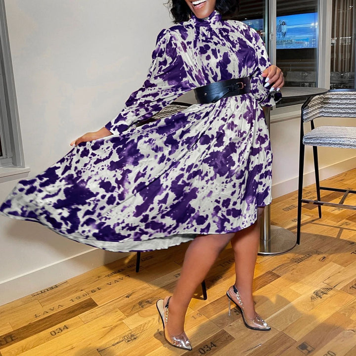Damen asymmetrisches Kleid mit Rüschendetails und Taillengürtel Drune