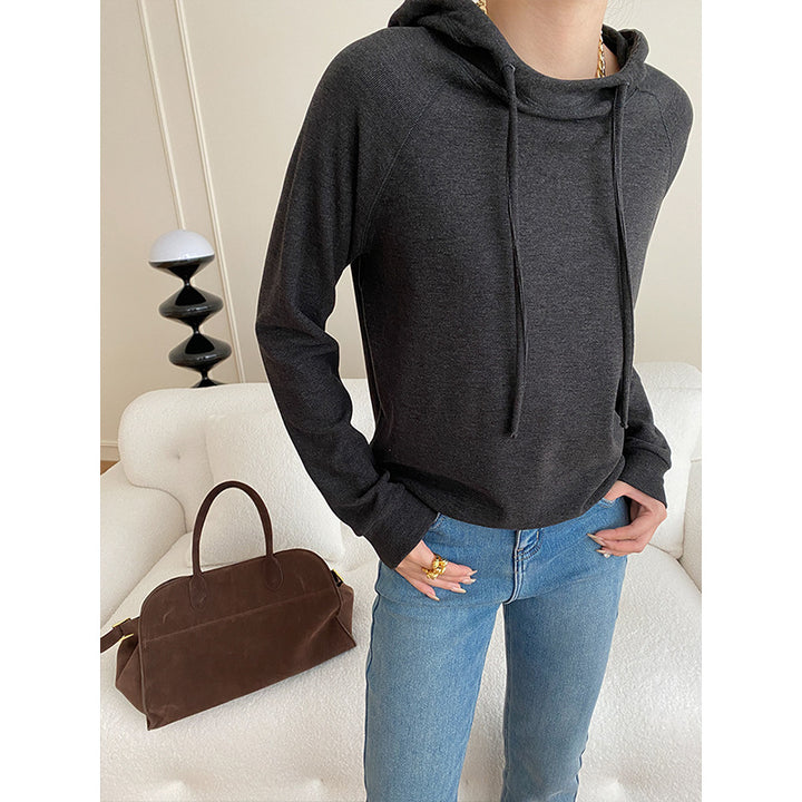 Damen lässiger Kapuzenpullover mit Raglanärmeln Drune