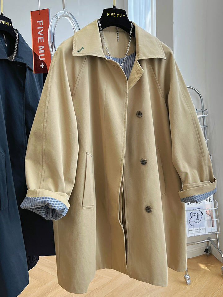 Damen Oversize-Trenchcoat mit Raglanärmeln, verdeckter Knopfleiste & verstellbaren Manschetten Drune