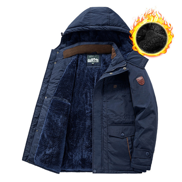 Herren Isolierter Fieldparka mit durchgehendem Plüschfutter, Kapuze und Multifunktions‑Taschen Drune