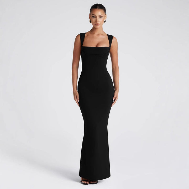 Damen Elegantes Langarm-Bodycon-Kleid mit quadratischem Ausschnitt und figurbetontem Schnitt Drune