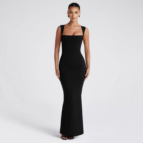 Damen Elegantes Langarm-Bodycon-Kleid mit quadratischem Ausschnitt und figurbetontem Schnitt Drune