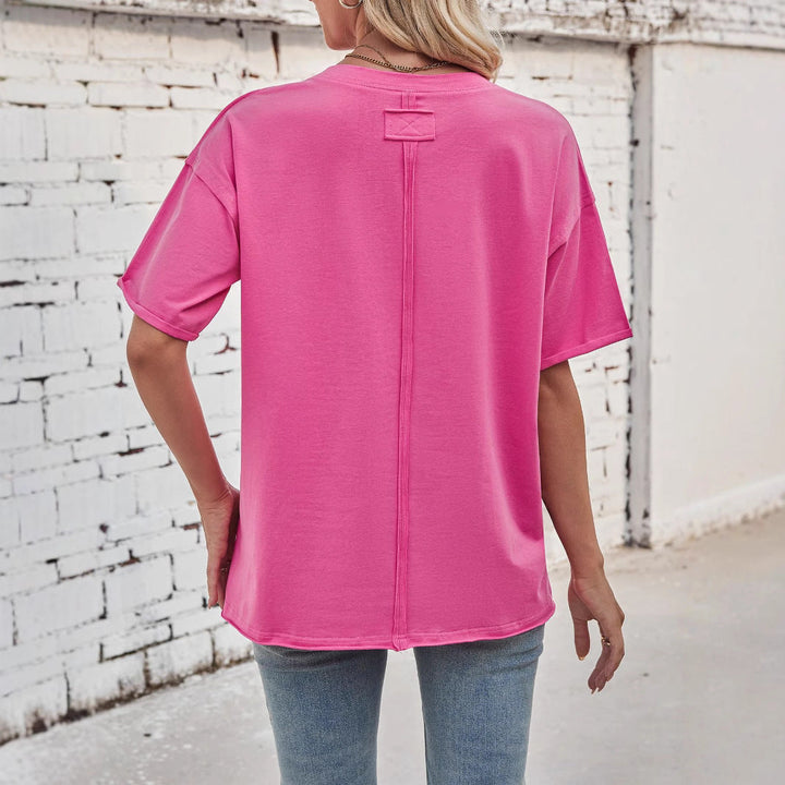 Damen Oversized T-Shirt aus hochwertiger Baumwolle mit eingewebtem Logo Drune