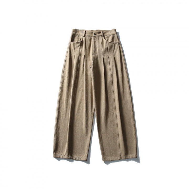 Damen Weite hochtaillierte Culotte-Hose mit Bundfalten und Eingrifftaschen Drune