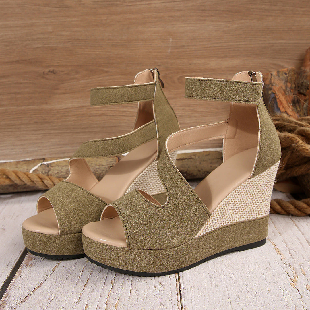 Damen Keil-Sandalen mit atmungsaktiven Riemen und rutschfester Sohle Drune