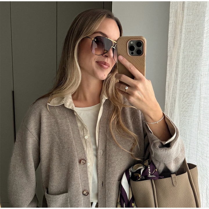 Damen weicher Cardigan mit Taschen und Knopfleiste Drune