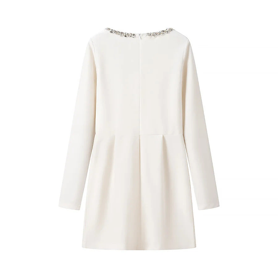 Damen nan elegantes Minikleid mit quadratischem Ausschnitt und Kristallbesatz Drune